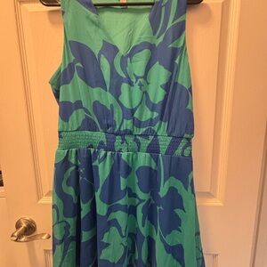 Nine West Teal and Blue Floral Mini Dress